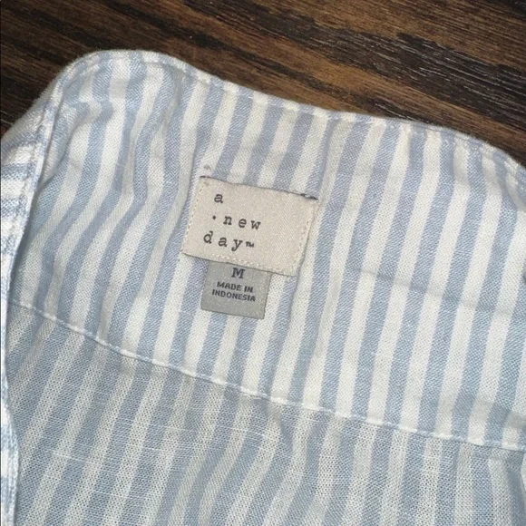 a new day blue Striped A-Line Skirt linen blend size medium - Picture 4 of 6